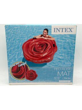 Intex Red Rose Inflatable Pool Mat For Adults 54in x 52in Realistic Printing